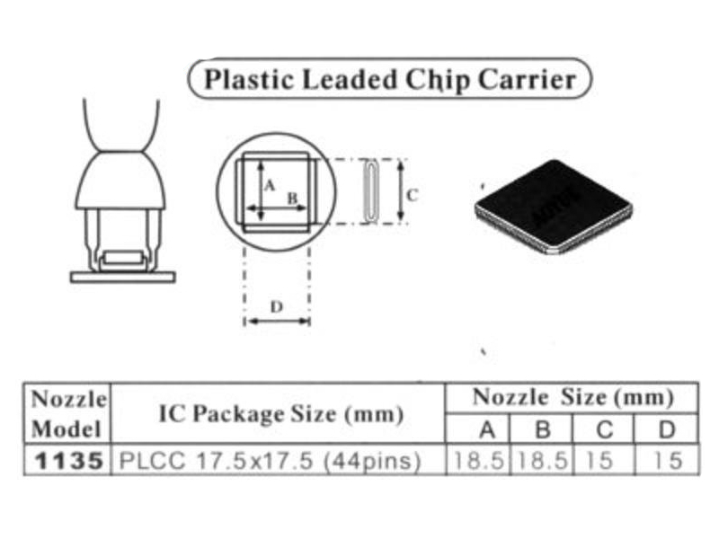 

Dysza lutownicza HotAir Plcc 17.5x17.5 44pin 1135