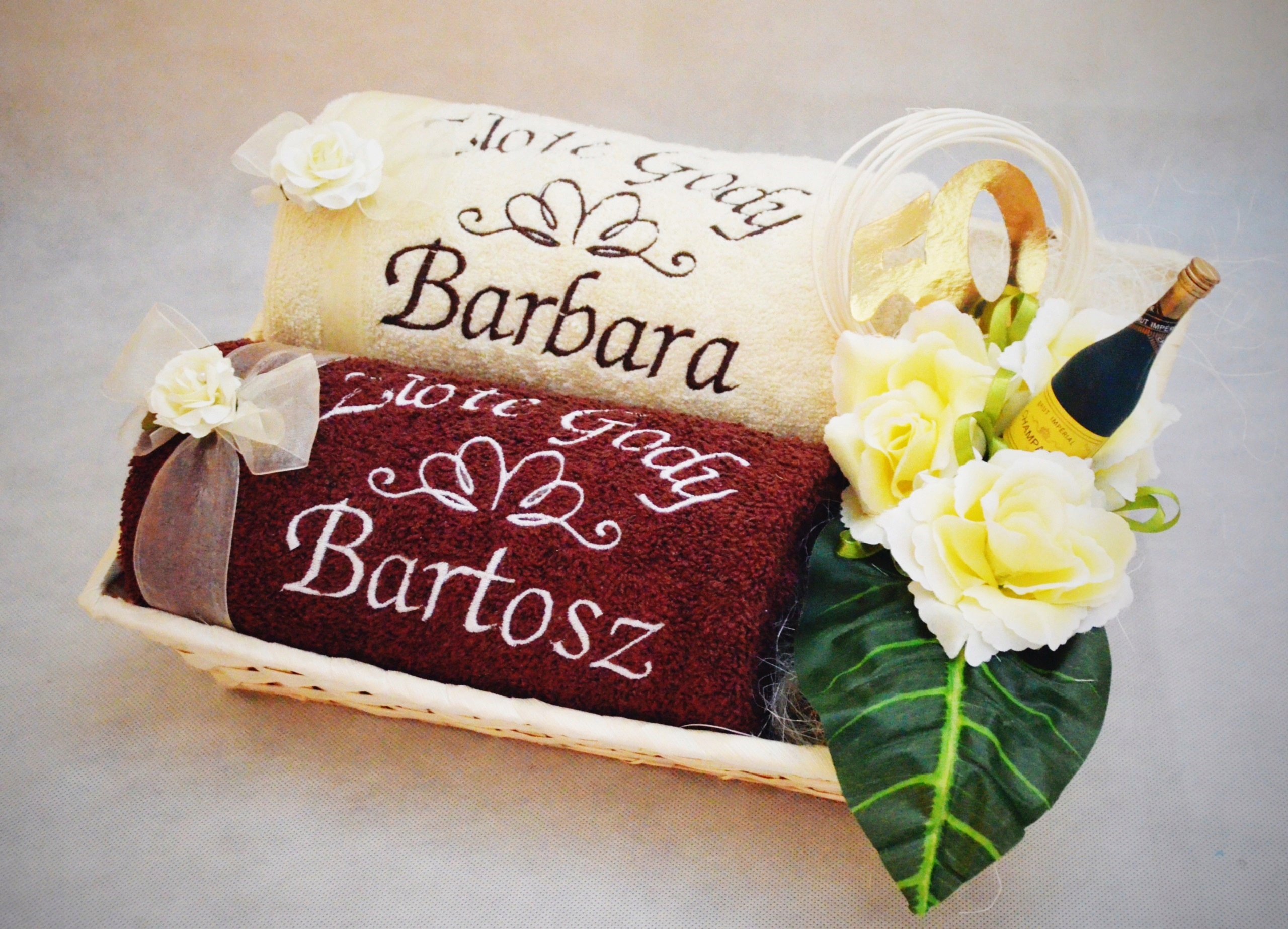 Prezent na 25 50 Rocznicę Ślubu Ręczniki z Haftem Wymiary ręcznika 70x140cm