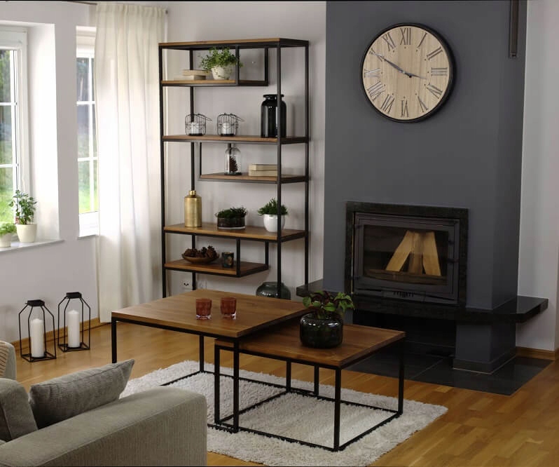 REGAŁ DREWNIANY LOFTOWY METAL INDUSTRIAL Wysokość mebla 200 cm