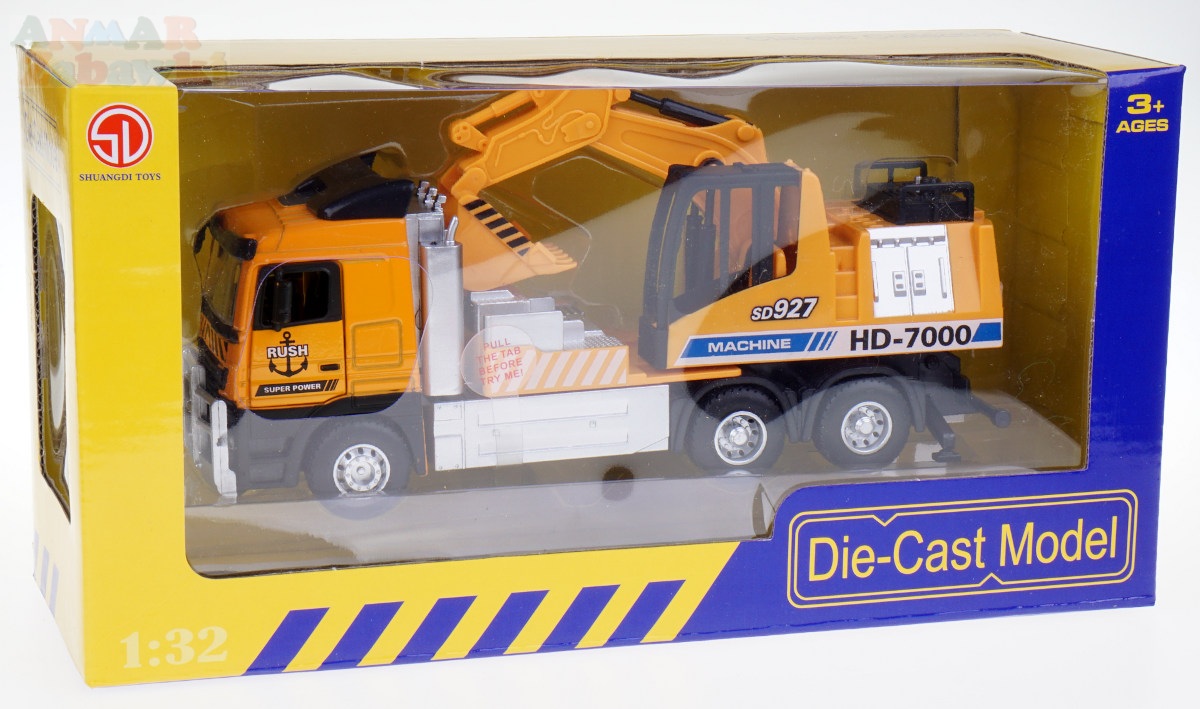 CIĘŻARÓWKA Z KOPARKĄ METAL/PLASTIK ŚW. DŹWIĘK 1:32 EAN (GTIN) 5902447009651