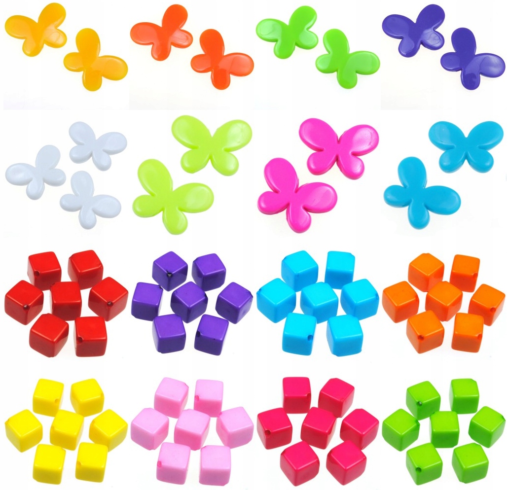 ZESTAW KORALIKÓW do robienia BIŻUTERII BRANSOLETEK Materiał Plastik Inny