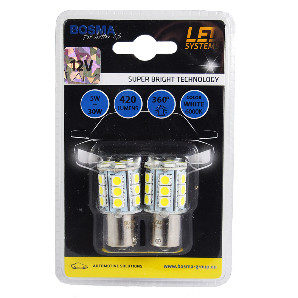 

Żarówki Bosma Led SMDx24 12V BA15s White 3086 2szt