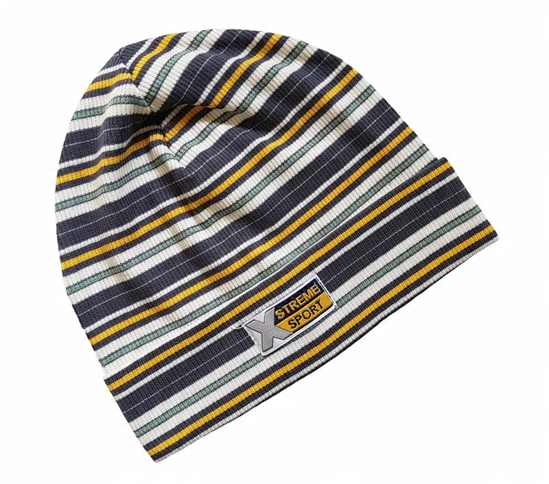 

Czapka Chłopięca beanie Jesień Wiosna paski 50-54