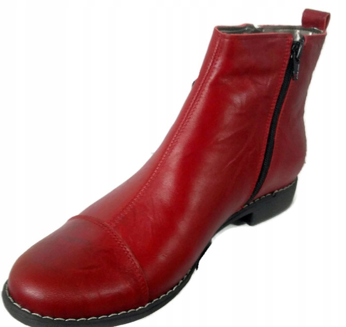 STYLOWE, WYGODNE BOTKI DWA ZAMKI SKÓRA NAT UNI-81 Długość wkładki 25 cm