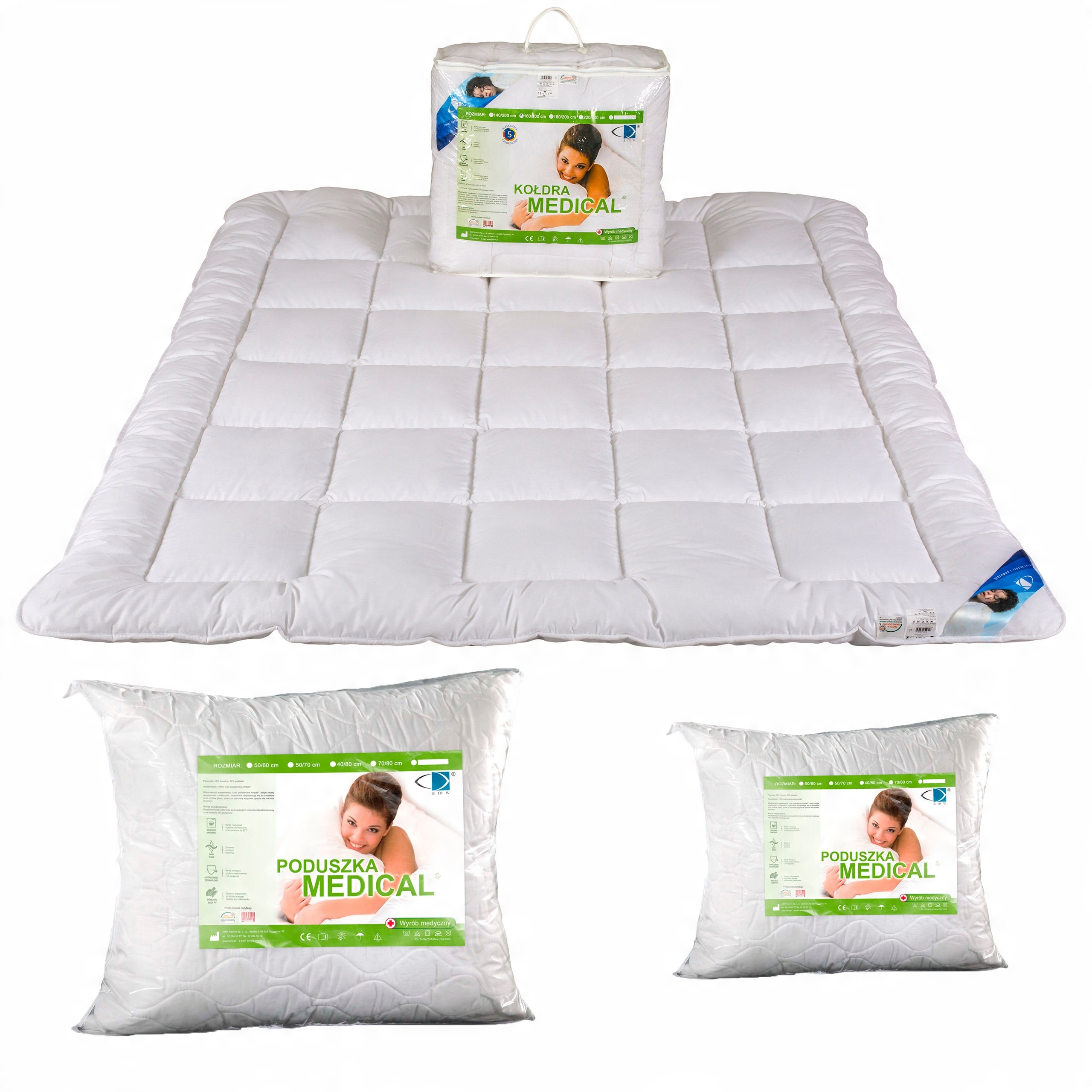 

Kołdra Medical 140x200 + 2 poduszki 70x80 40x40