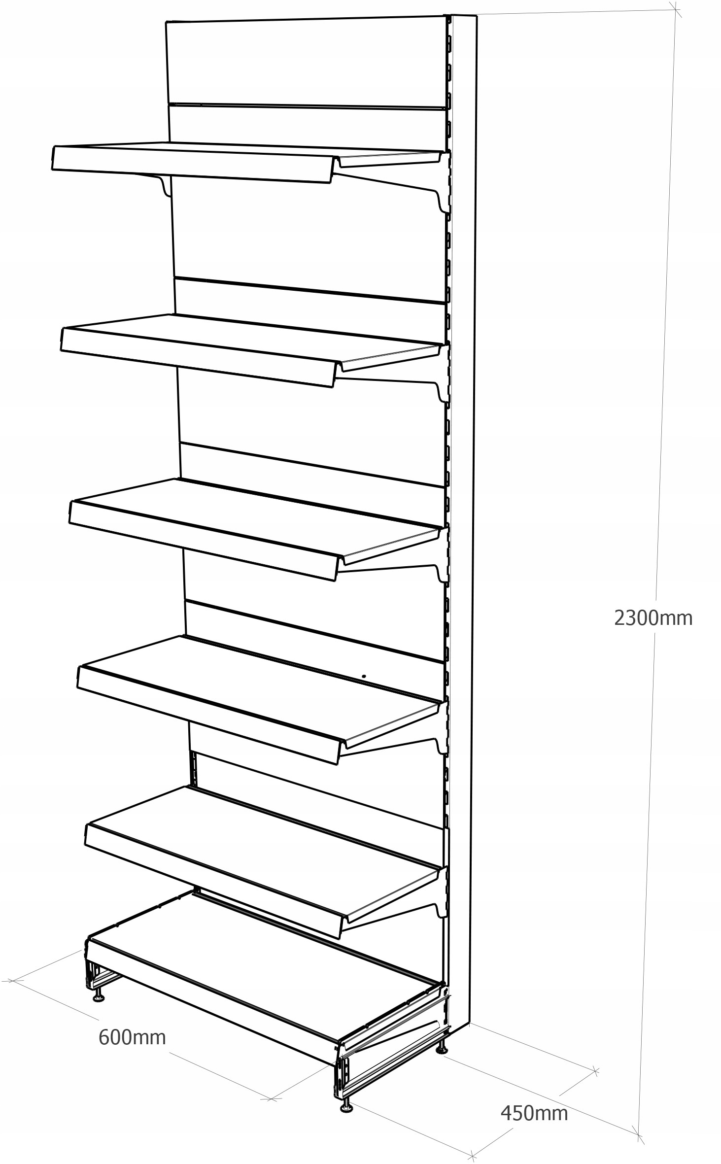 REGAŁ SKLEPOWY MAGO metalowy ścienny 230/60/45 Marka Mago