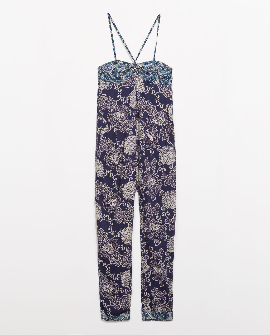 ZARA BASIC LETNI WZORZYSTY KOMBINEZON S Rękaw bez rękawów