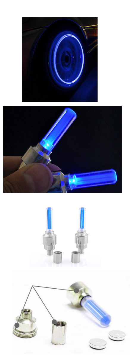 ŚWIECĄCE WENTYLE- NAKRETKI/ZAWORKI -WENTYLKI 2 SZT LED NIEBIESKIE Rodzaj brak informacji