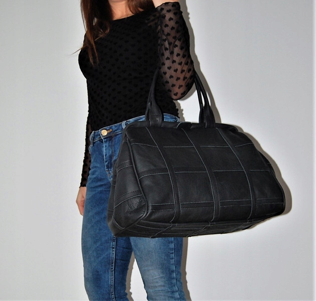 DUŻA TOREBKA ZE SKÓRY NATURALNEJ - KUFER Marka bez marki