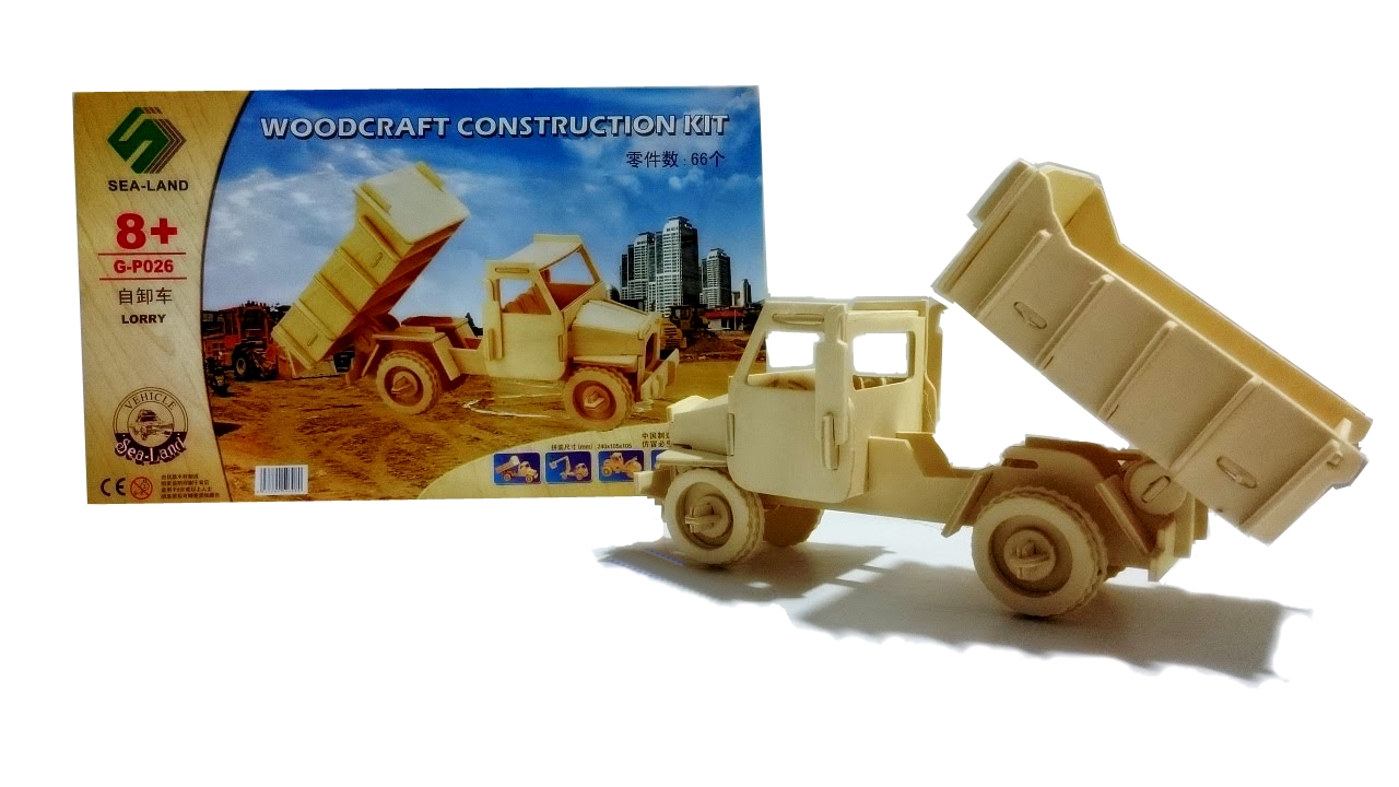 PUZZLE DREWNIANE 3D SAMOCHÓD CIĘŻARÓWKA WYWROTKA Kod producenta P026