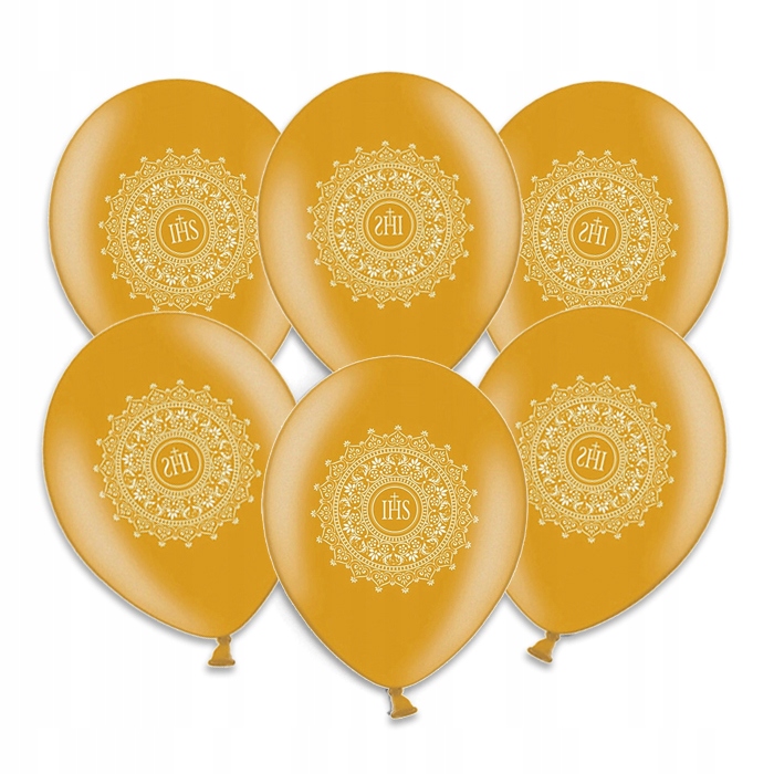 

Balony komunijne na Komunię chrzest Ihs złote 6szt