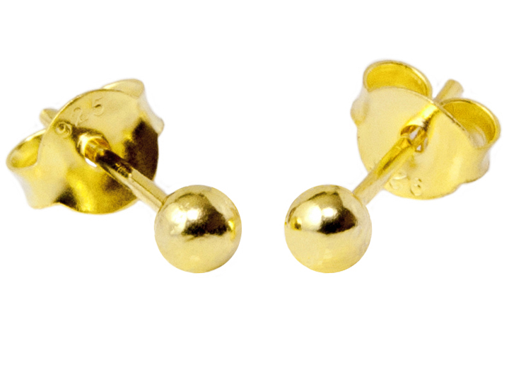 

Kolczyki kulki złocone 3 mm sztyfty srebro 0,925