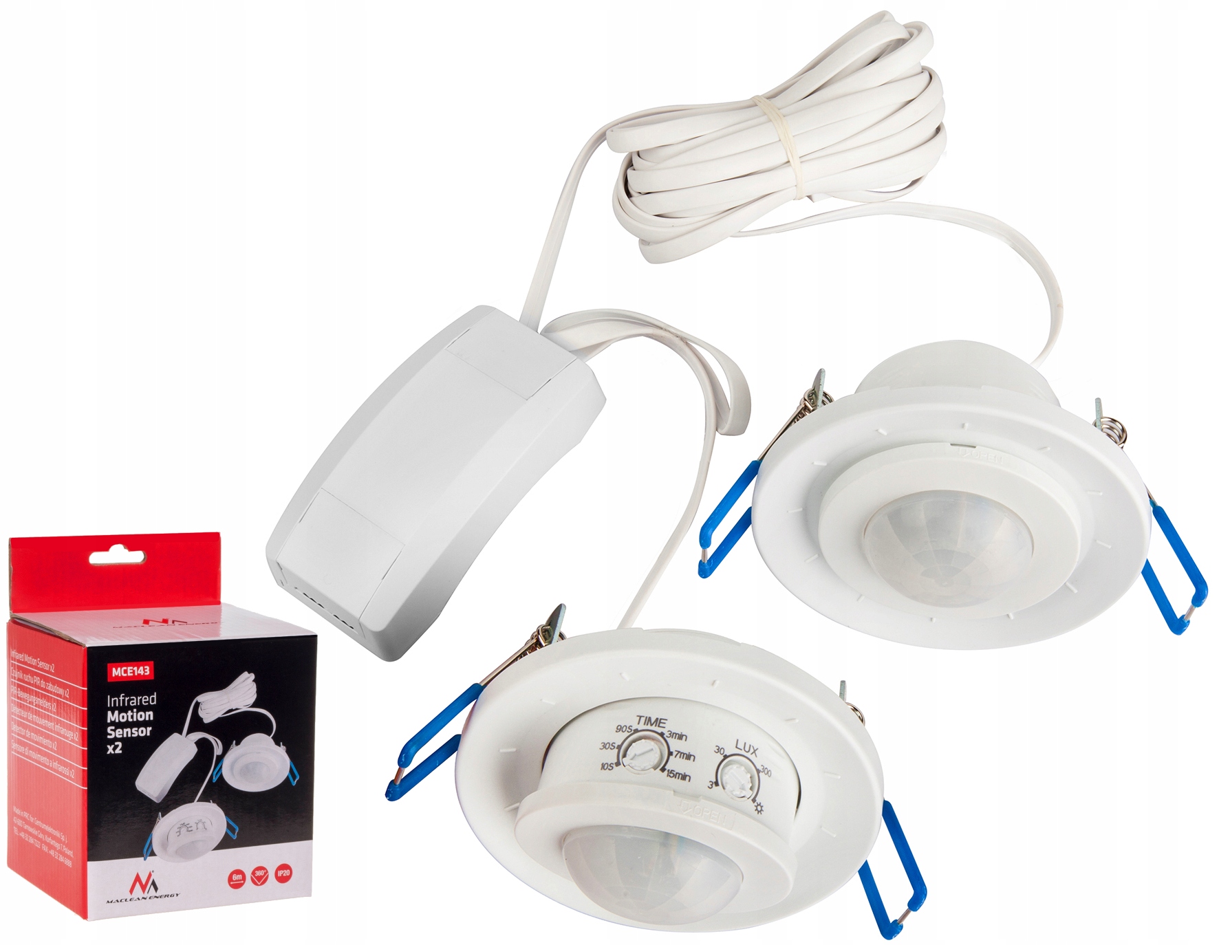 2x CZUJNIK RUCHU SUFITOWY DO WBUDOWANIA LED 360 ST