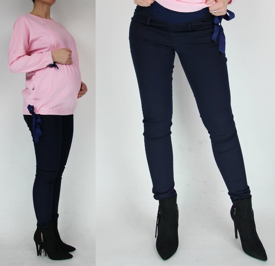 nové Džíny Těhotenské Kalhoty Rurki námořnická modrá XXL