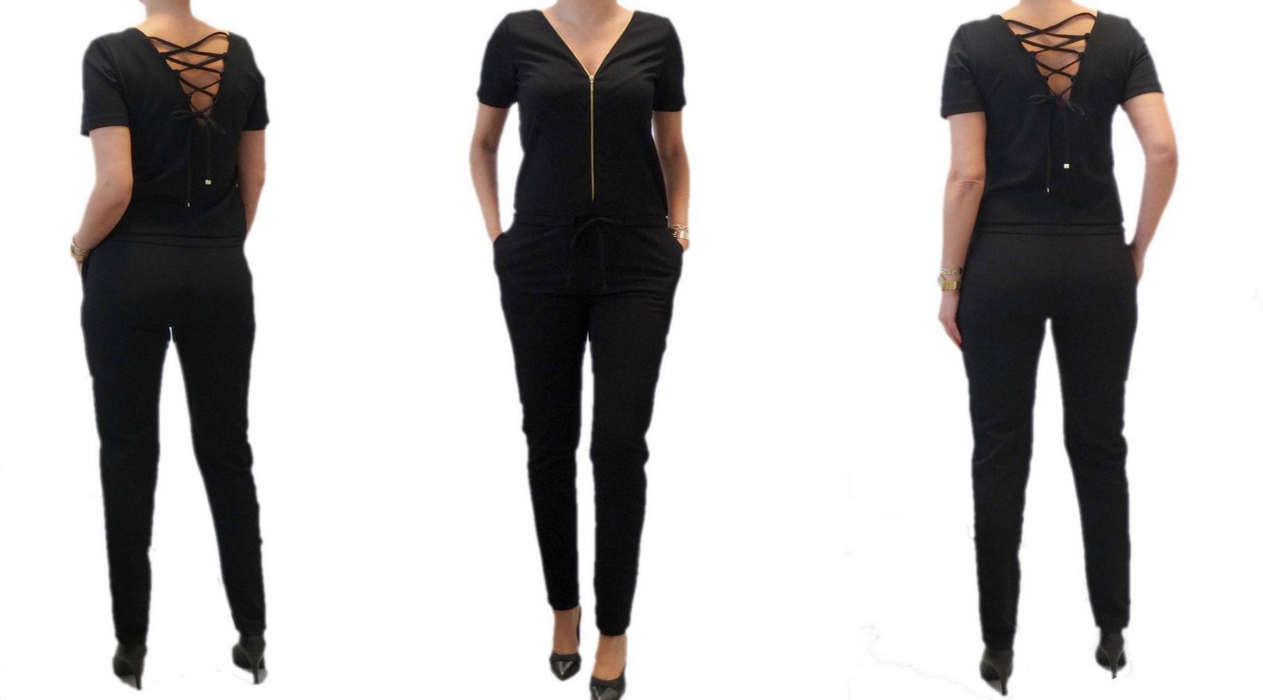 KOMBINEZON GLAMOUR WIĄZANIE PLECY roz38 (34-50) Marka MM Fashion