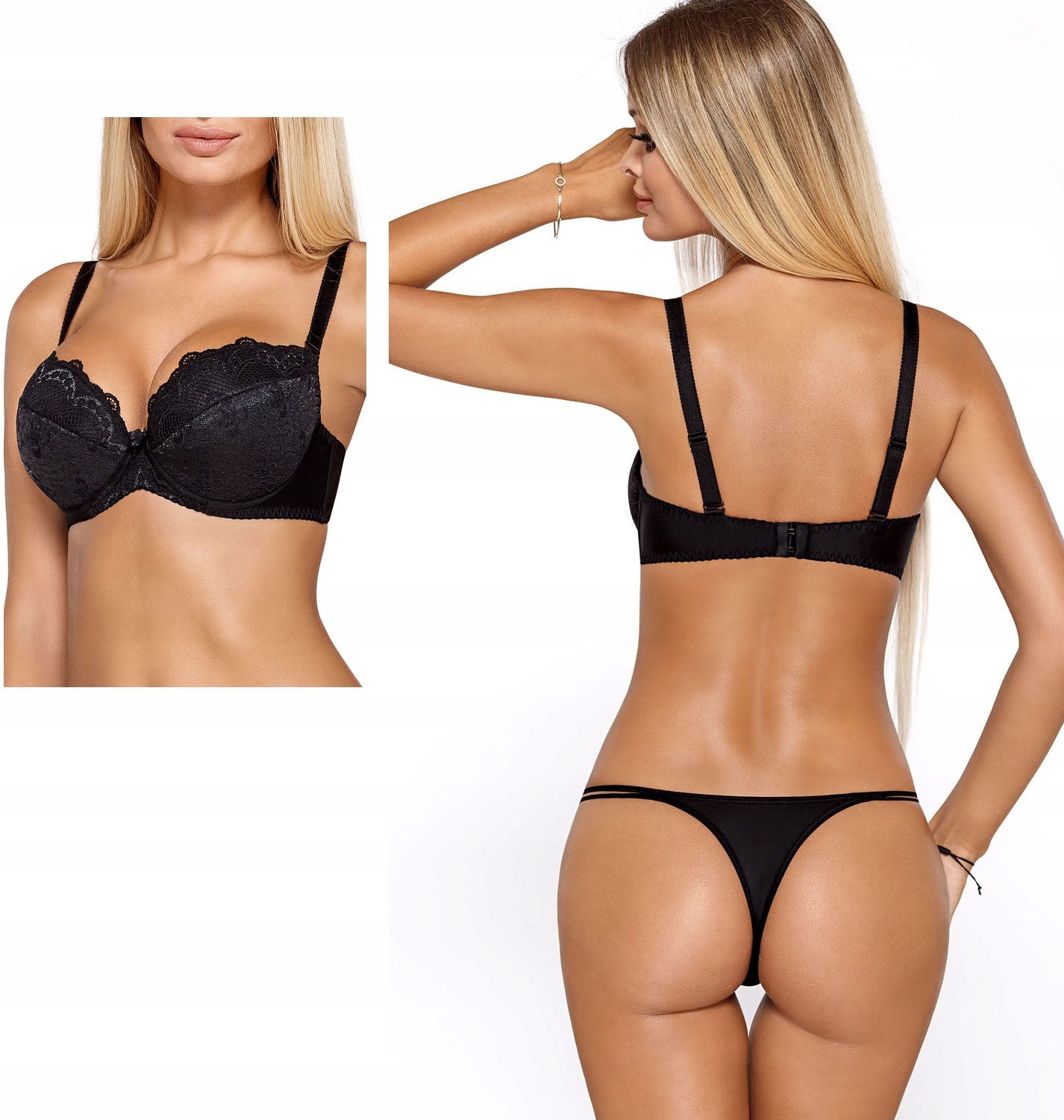 

Komplet biustonosz push-up stringi Cassi 75B Black