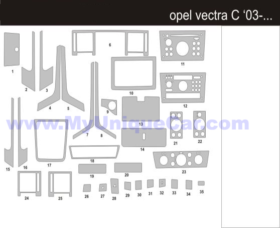 OPEL VECTRA A B C OKLEINA KOKPITU PANEL OKLEINY Color multicolor