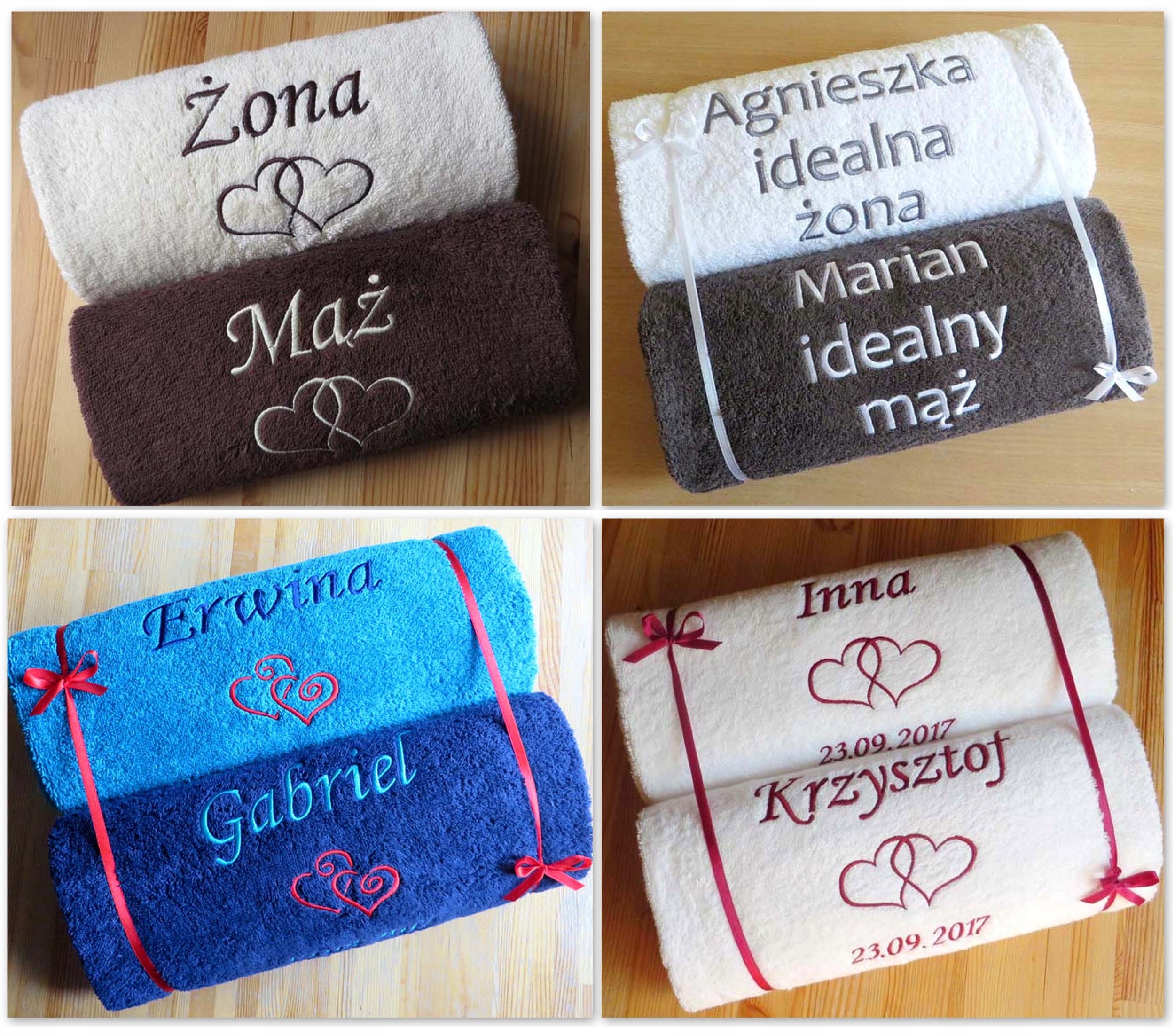 Ręczniki z DEDYKACJĄ haft PREZENT na rocznicę ŚLUB Informacje dodatkowe Wykonanie haftu w cenie