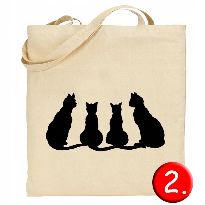 Torba bawełniana gotowe wzory z kotami długie ucho Zapięcie brak zapięcia
