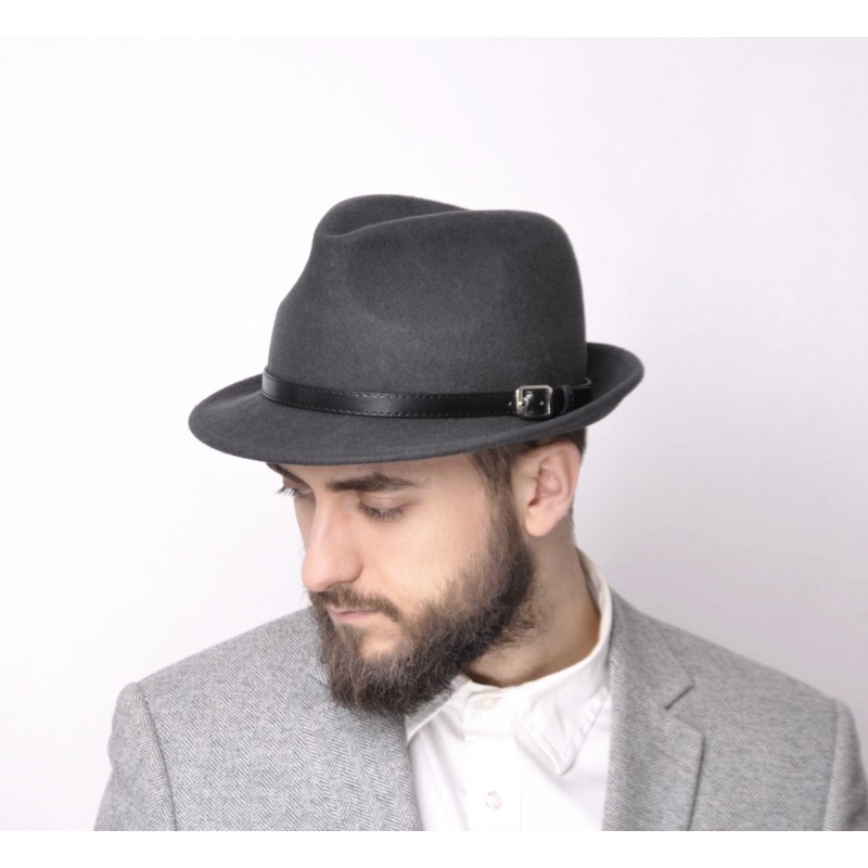 

Kapelusz męski fedora Richard 100% wełna 59 szary