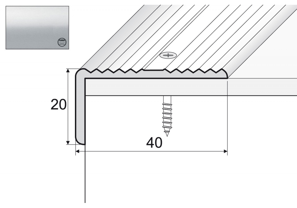 

Kątownik aluminiowy A33, 120cm Srebro 40x20mm