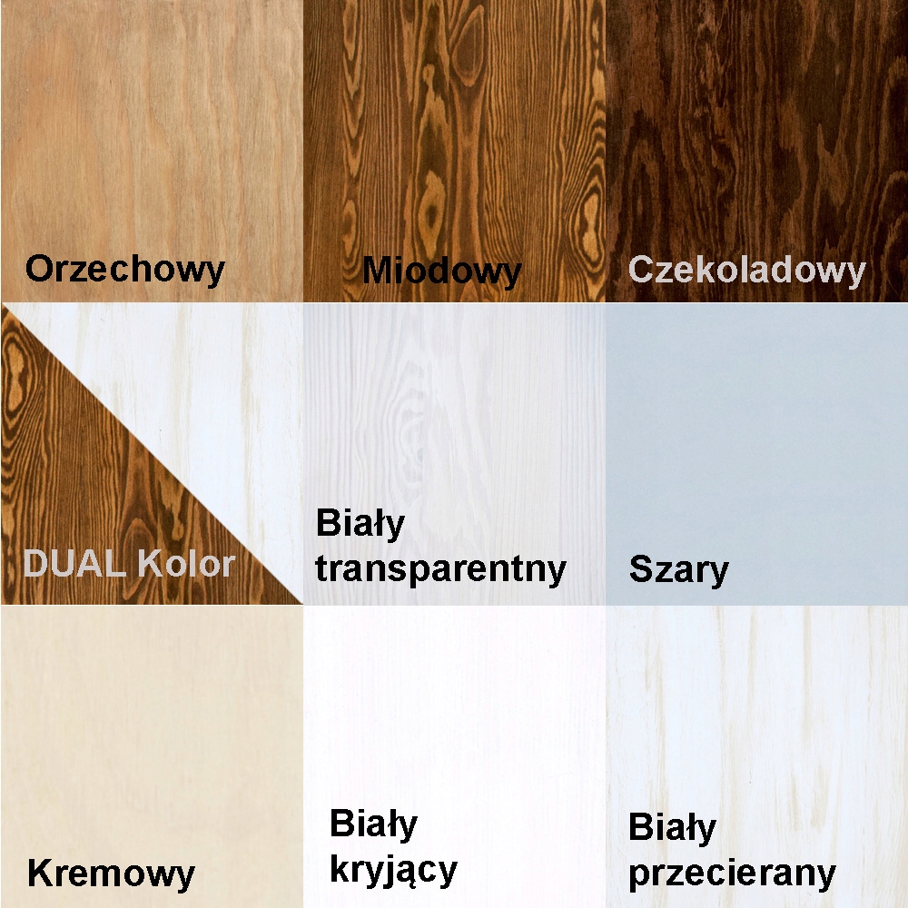 Kredens drewniany biały woskowany rustykalny KR2HX Kolor frontów wielokolorowy