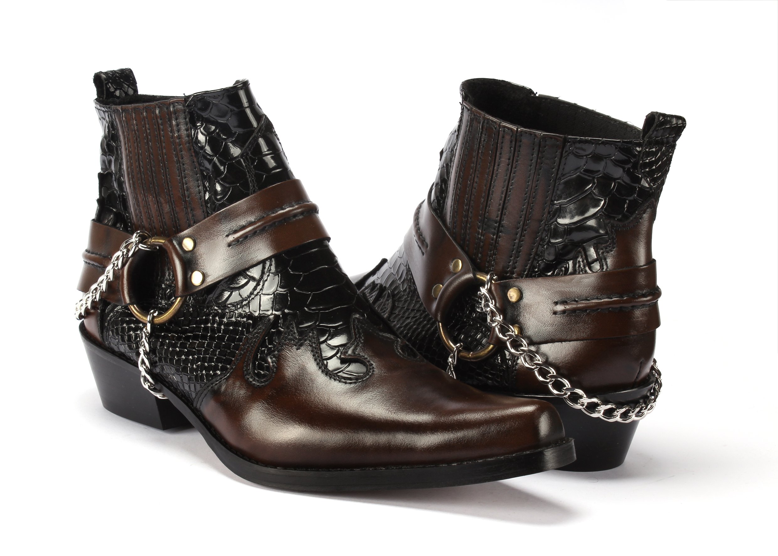 Kowbojki z łańcuchem, model 630 skóra NOWOŚĆ !! Długość wkładki 30.5 cm