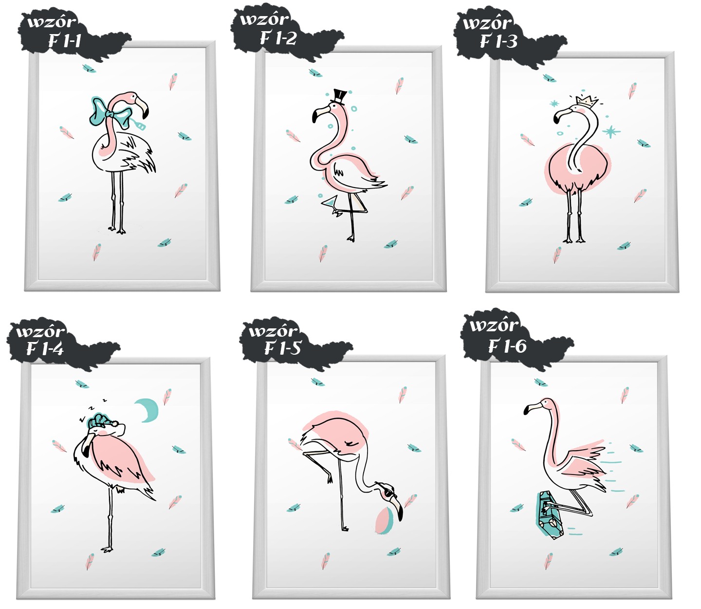 Obraz FLAMING Prezent A4 + RAMKA Wzory flamingi Format pionowy