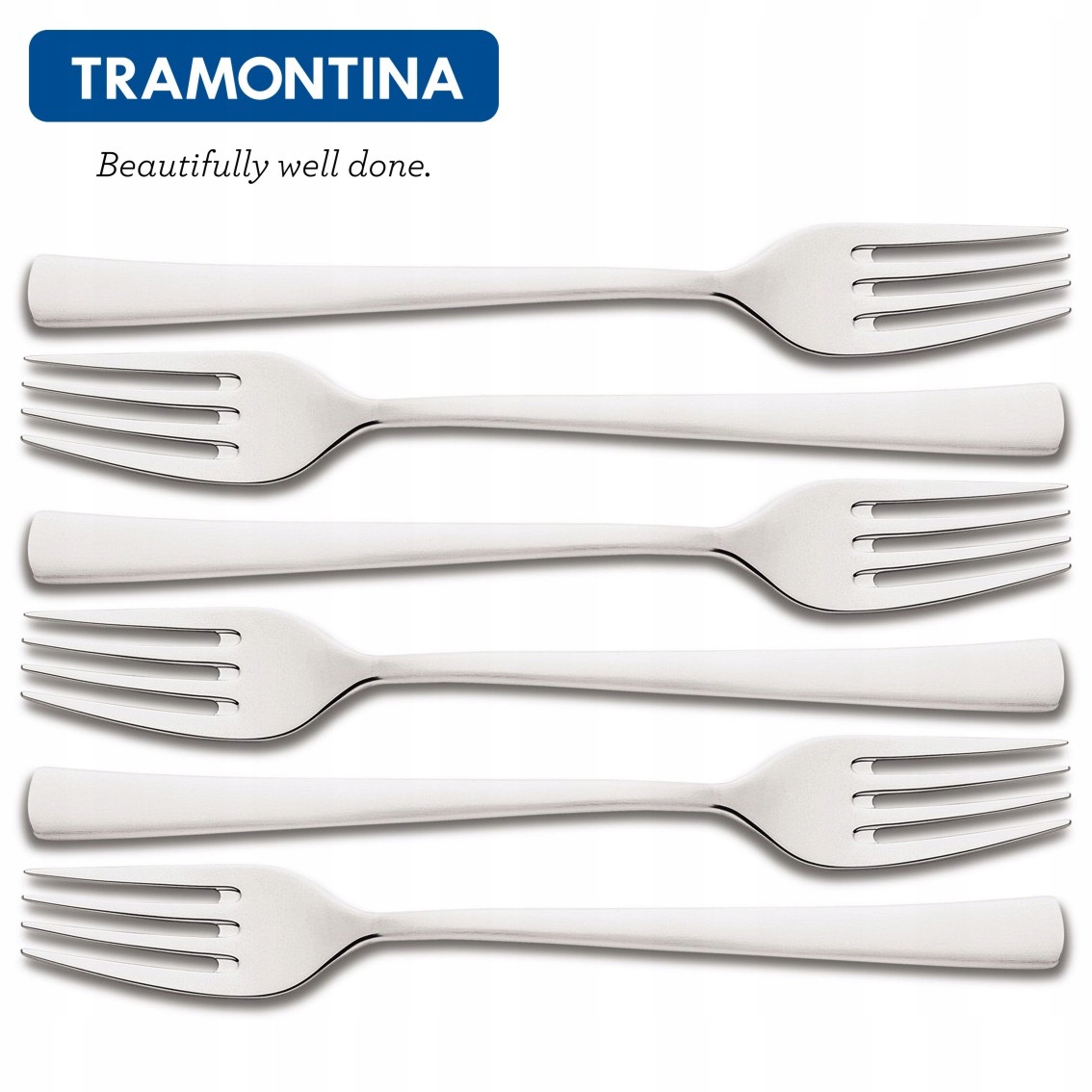 TRAMONTINA 6x Widelec Stołowy 20cm INOX BERLIN Wykończenie połysk