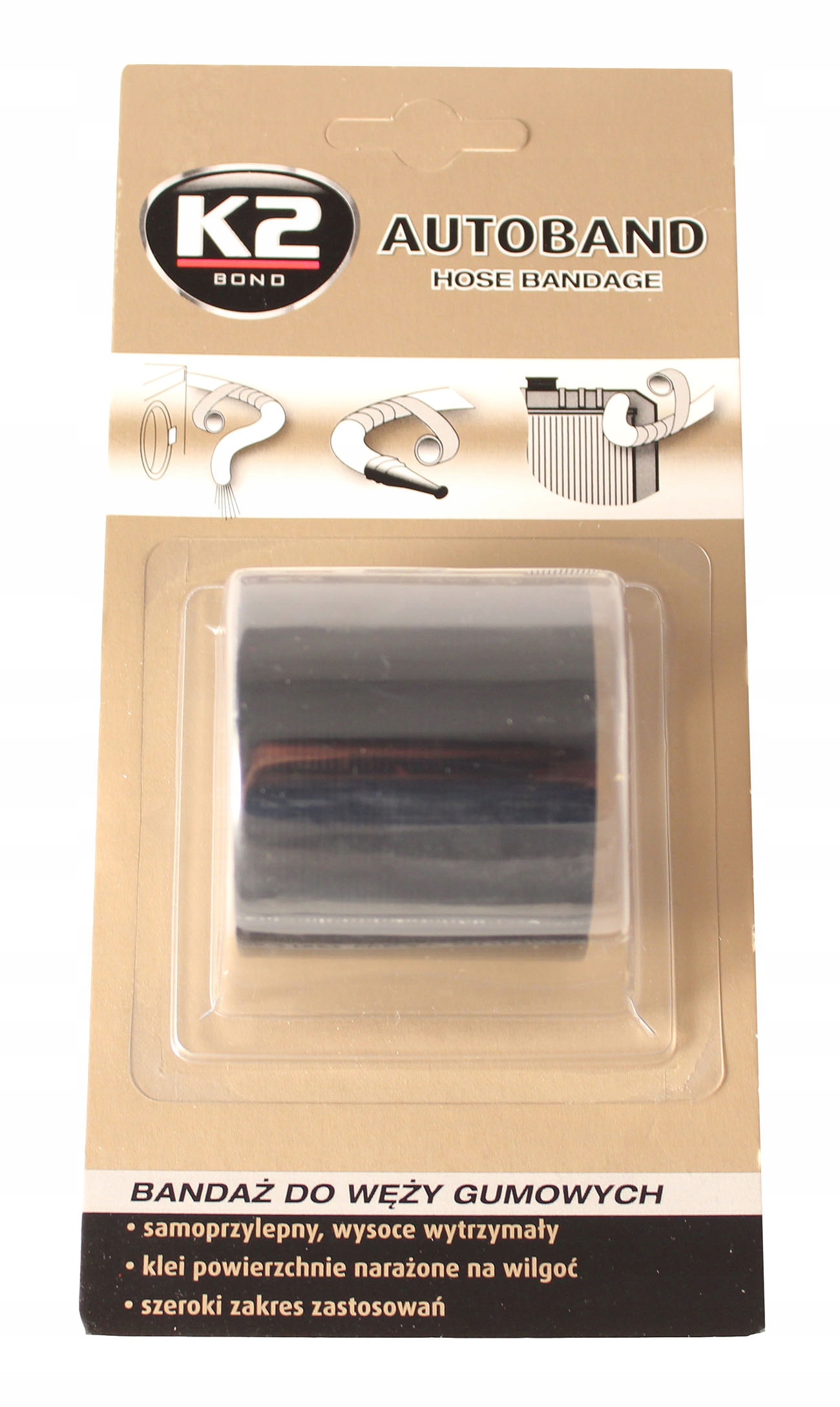K2 AUTOBAND taśma bandaż do napraw pękniętych węży gumowych rur turbo dolot