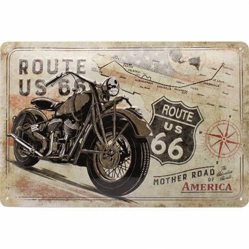 

Tablica Szyld motocyklowy Route 66 20X30CM