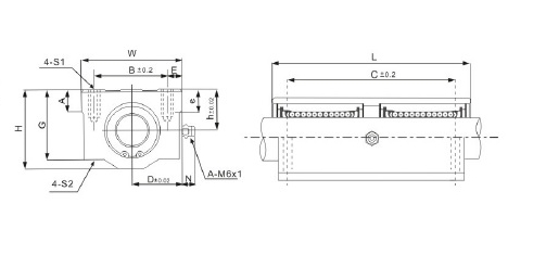 SMA 10 L GUU Łożysko liniowe w obudowie przedłużan Kod producenta SMA 10 L GUU