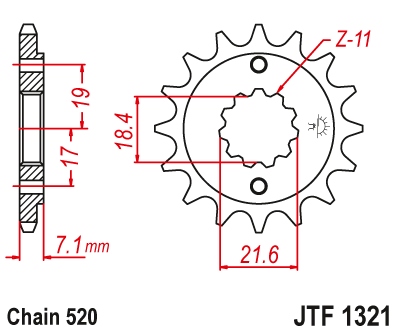 

Zębatka Przednia 13 z. Honda Xr Cbr Crf Cbf 250