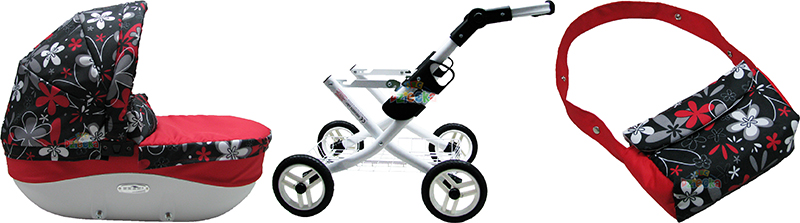 WÓZEK LALKOWY ADBOR - LILY DLA LALEK K08 róż szary Kolor dominujący odcienie różu