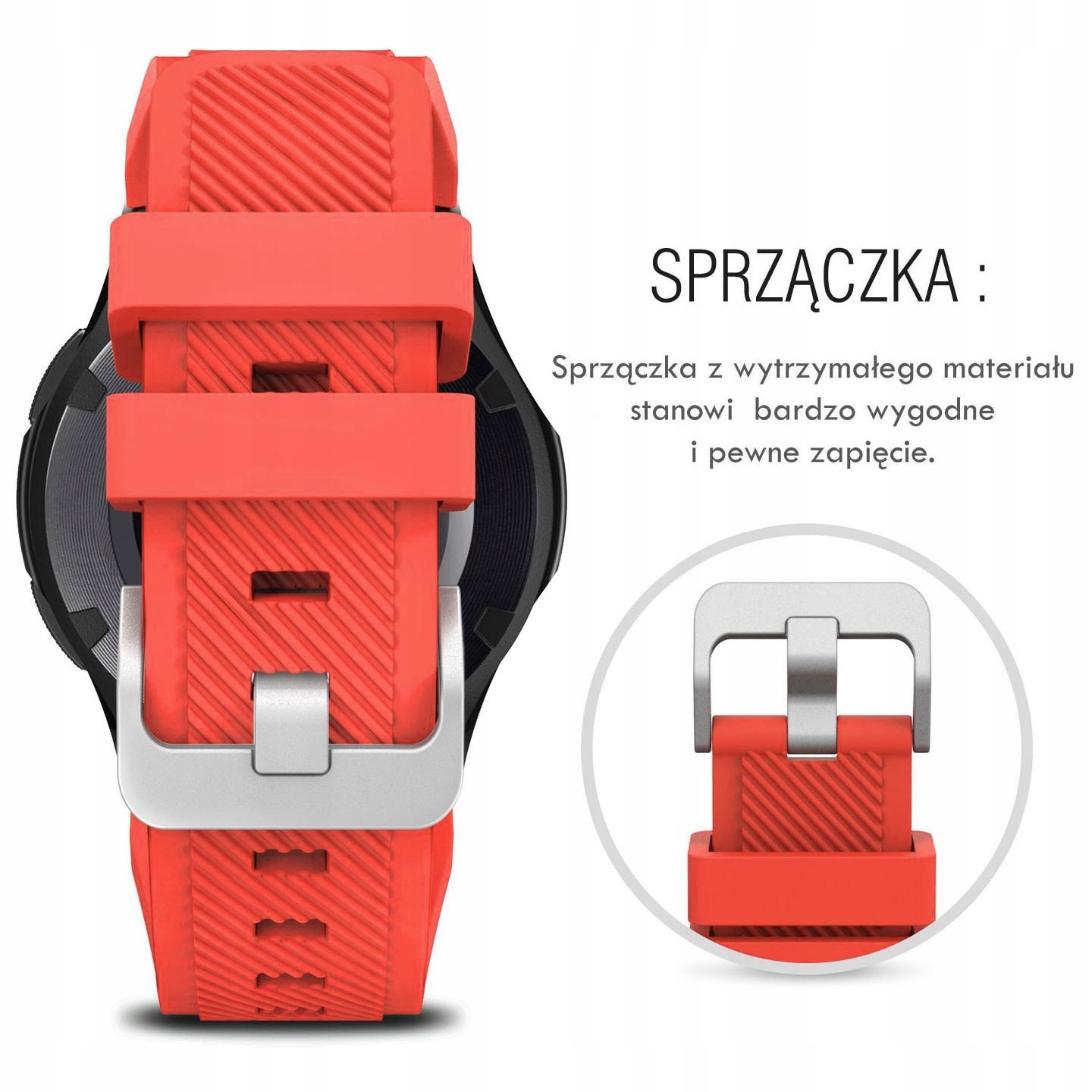 CZERWONY Pasek do SAMSUNG GALAXY WATCH 46mm Kolor czerwony