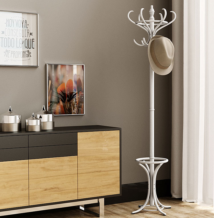 WIESZAK STOJĄCY == DREWNIANY SKANDYNAWSKI == BIAŁY Marka Elior