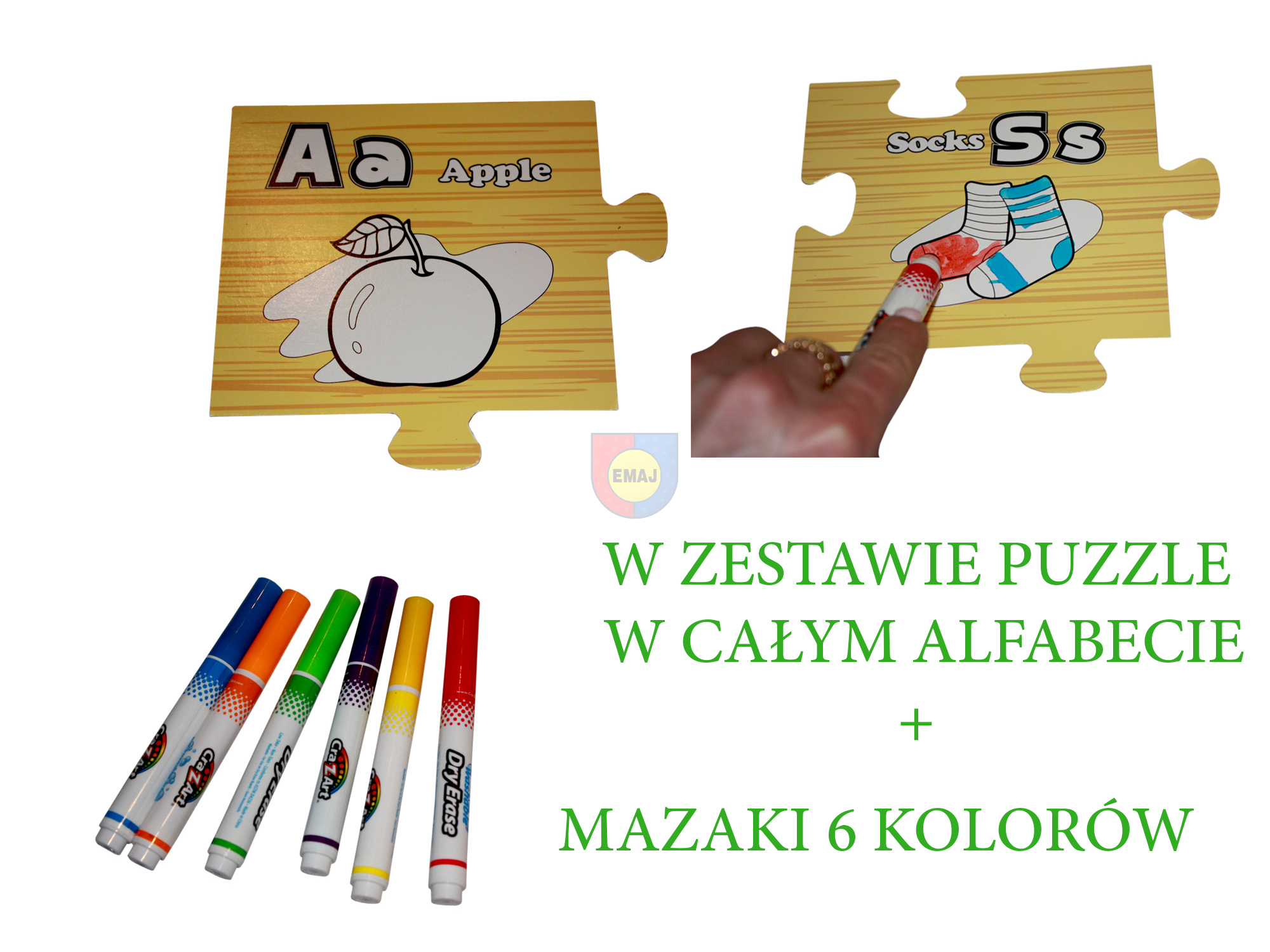 PUZZLE DREWNIANE DO KOLOROWANIA E0297 EMAJ Marka Emaj