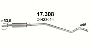 TŁUMIK ŚRODKOWY ASTRA 17.308