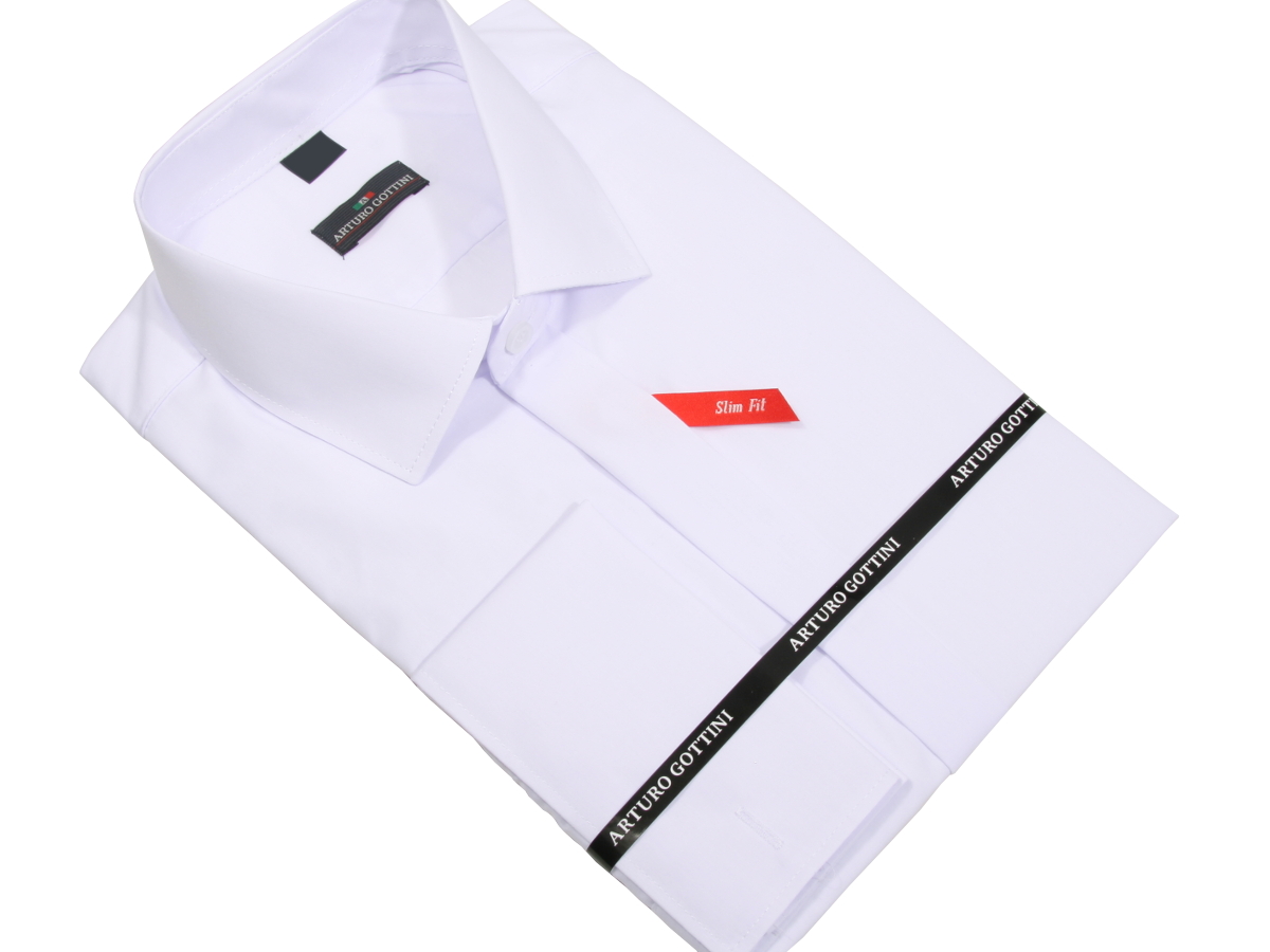 KOSZULA BIAŁA GŁADKA NA SPINKI 41 176-182 SLIM Rozmiar kołnierzyka 41