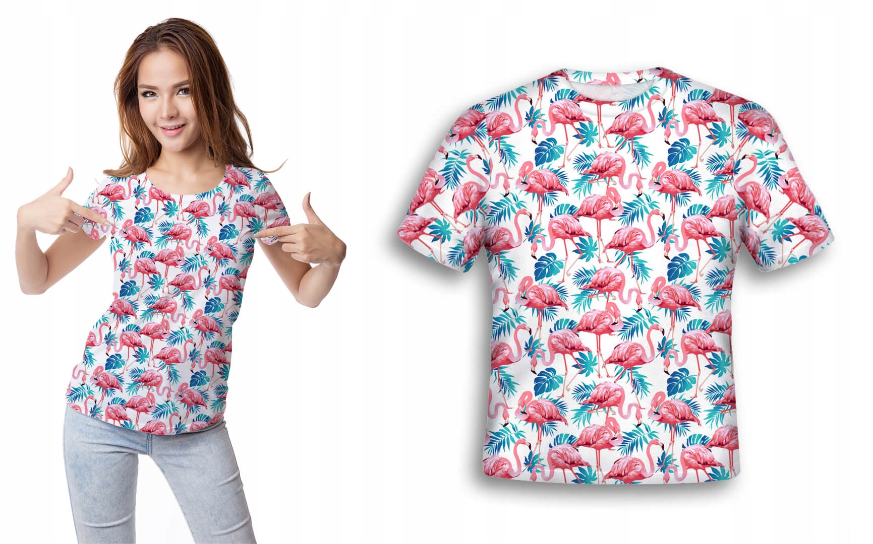 

Koszulka Full Print Flamingi S Fitness Yoga Pl
