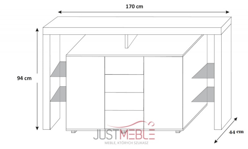 komoda do sypialni - RIVA 2 PLUS z LED w połysk Wysokość mebla 94 cm