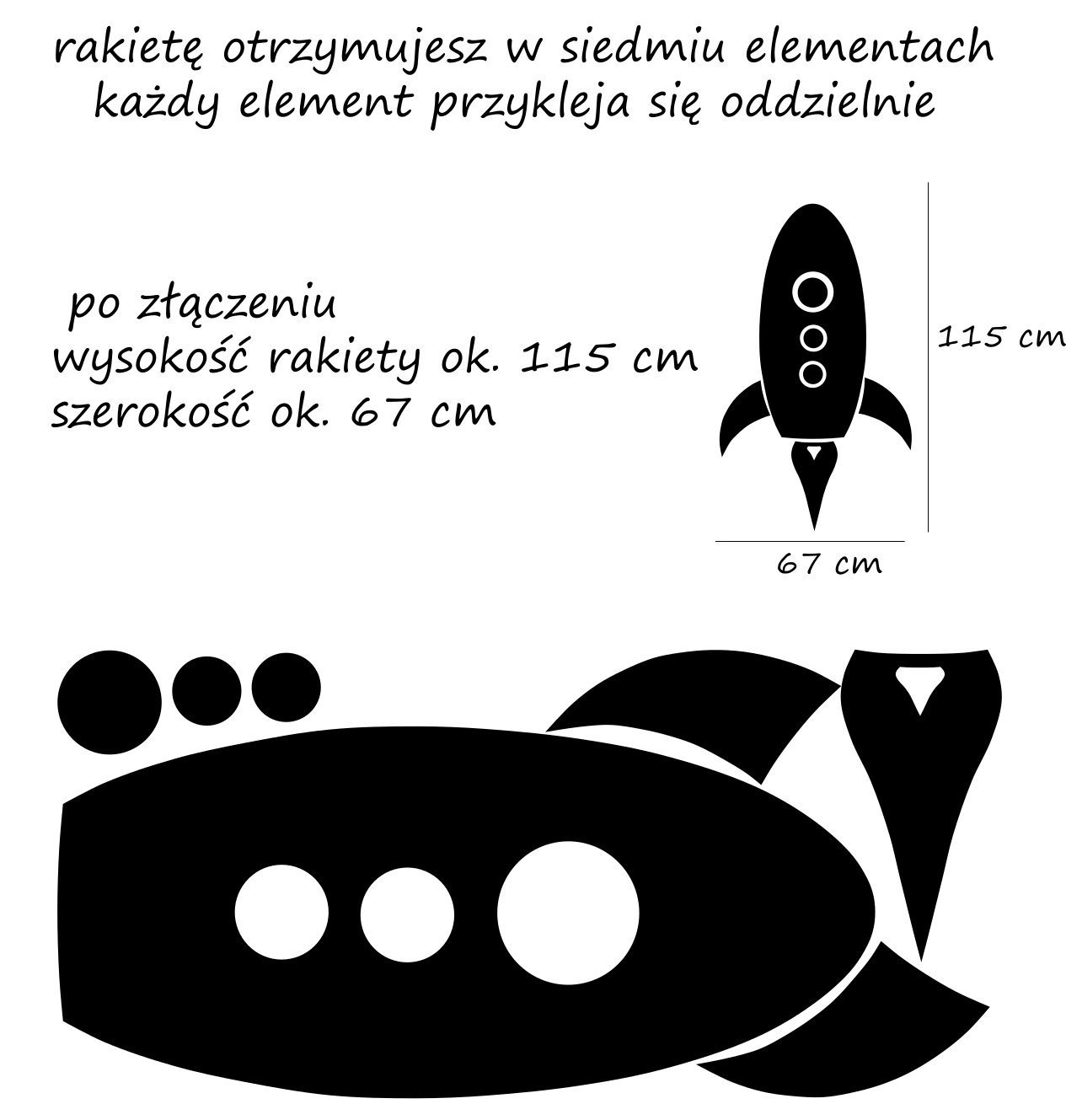 naklejki ścienne ścianę rakieta gwiazdki gwiazdka Długość 28 cm