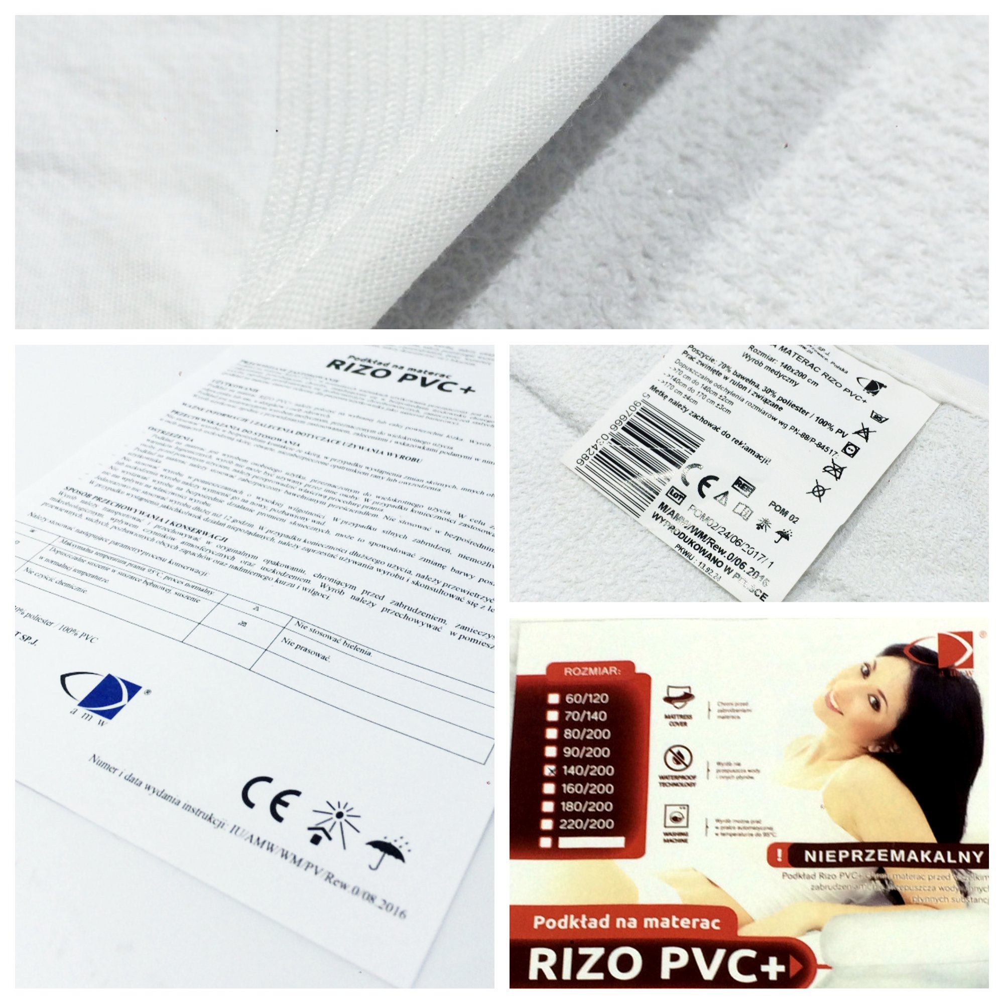 PODKŁAD OCHRONNY 90x200 MATERAC NIEPRZEMAKLANY PVC Bohater brak