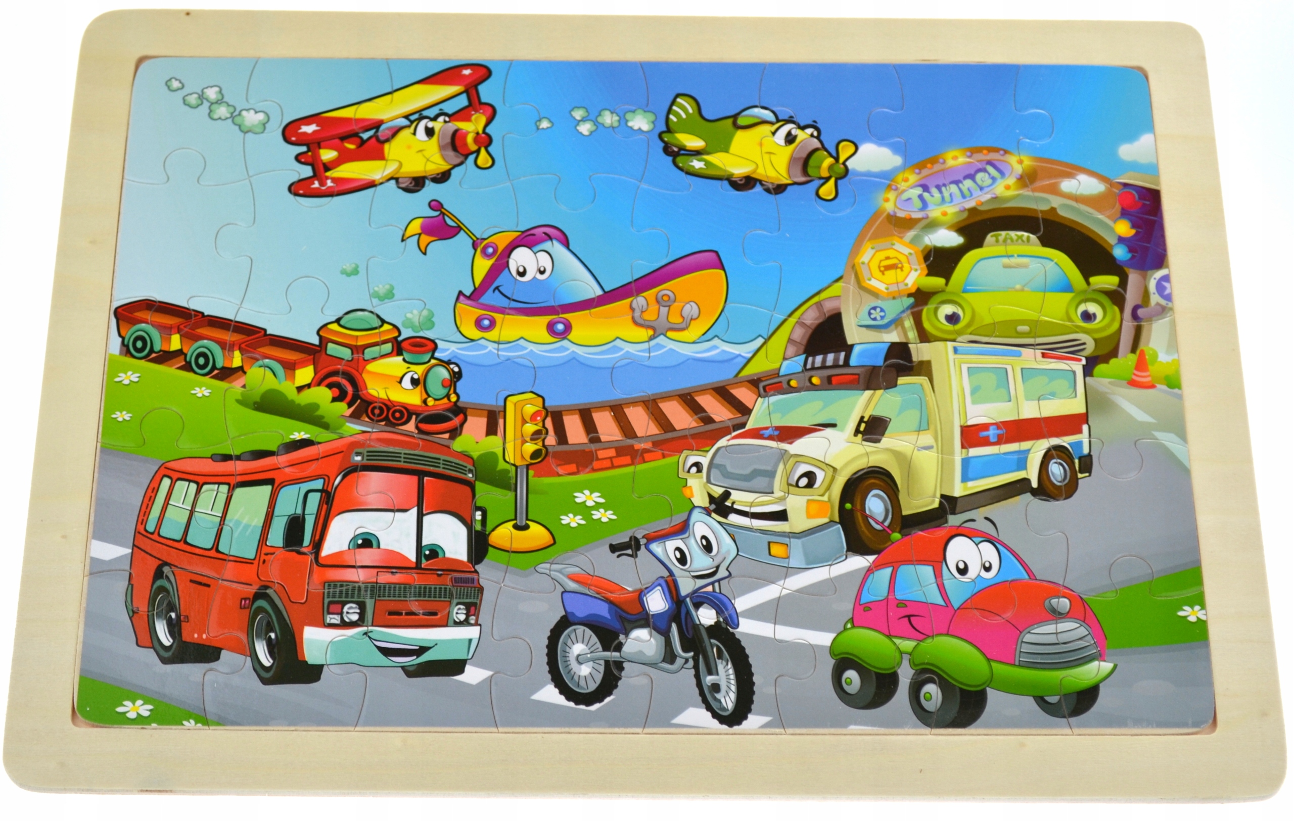 

Edukacyjne Duże Puzzle Drewniane 40 El Pojazdy