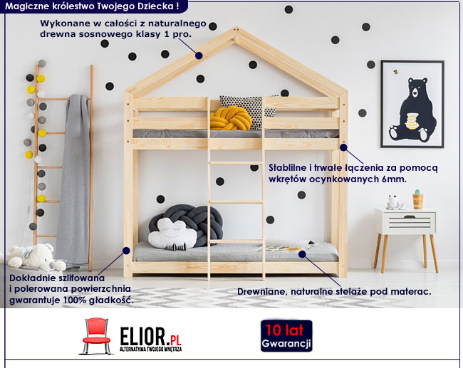 ŁÓŻKO PIĘTROWE DOMEK DREWNIANY == DZIECI MŁODZIEŻY EAN (GTIN) 5904365194594