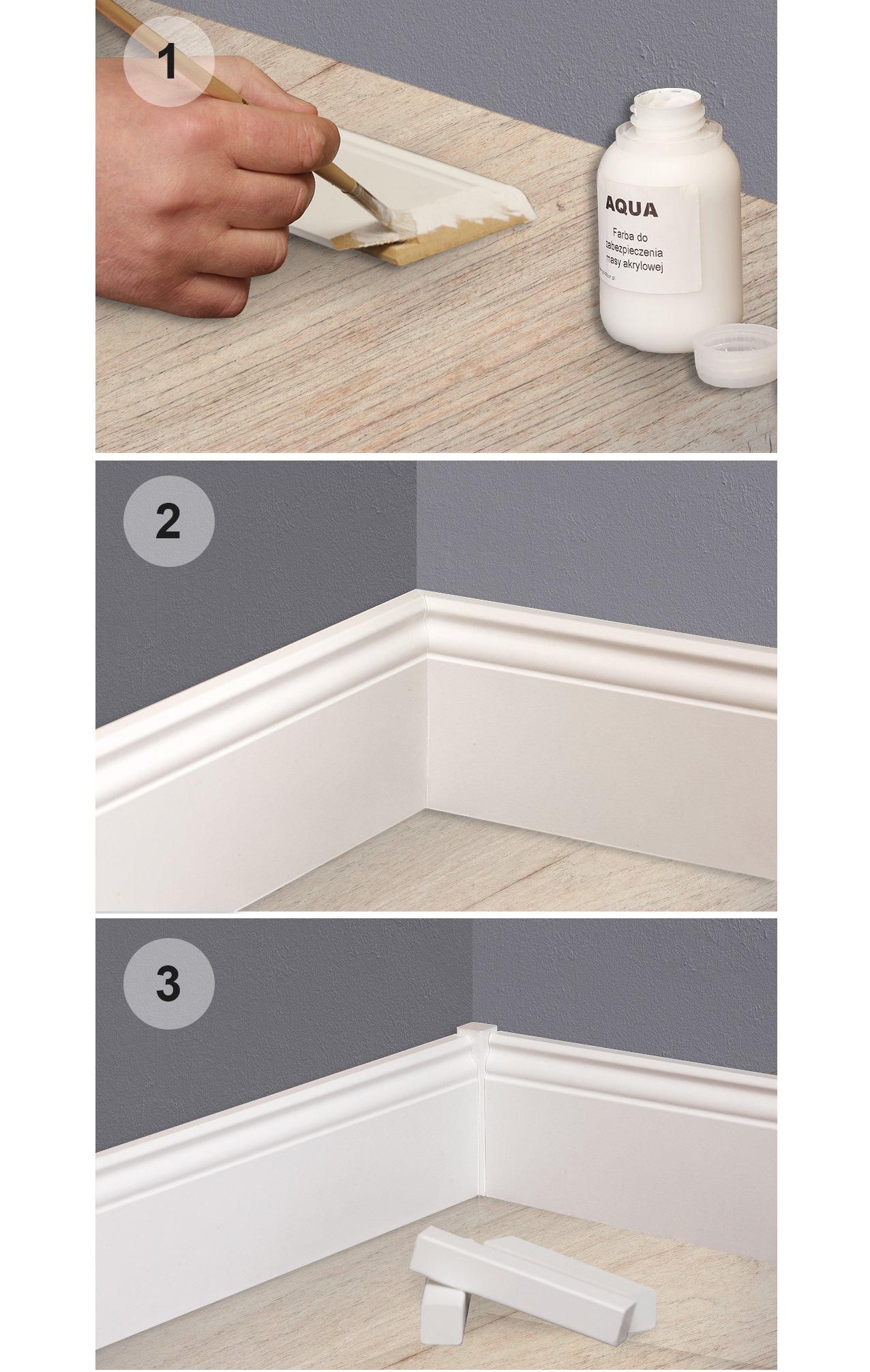 80x16 mm LISTWA PRZYPODŁOGOWA BIAŁA MDF DEKORACYJNA COKÓŁ promień R2 Długość 100 cm