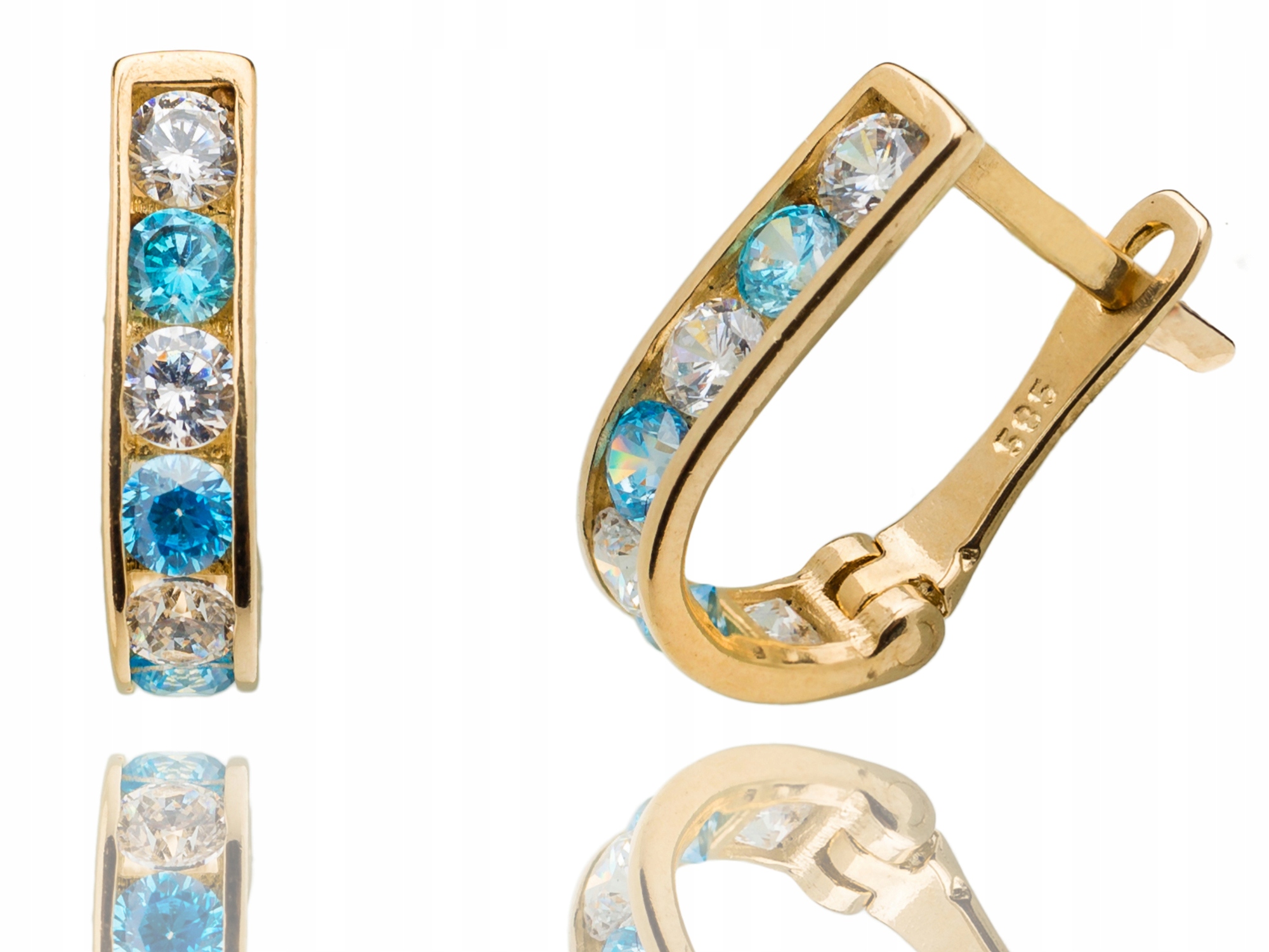 Zlaté Náušnice Dětské Podkovky Čárky pr 585