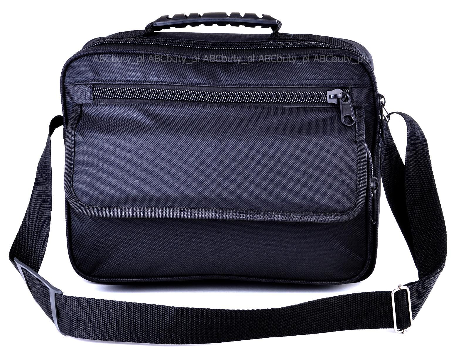 CZARNA SOLIDNA PRZEWIESZKA MĘSKA NA RAMIĘ TORBA Z KLAPĄ KABURA SASZETKA C4 Wzór dominujący bez wzoru