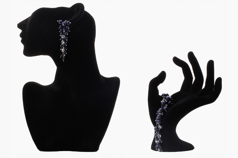 

komplet Swarovski el. Perły biel ecru grona Srebro