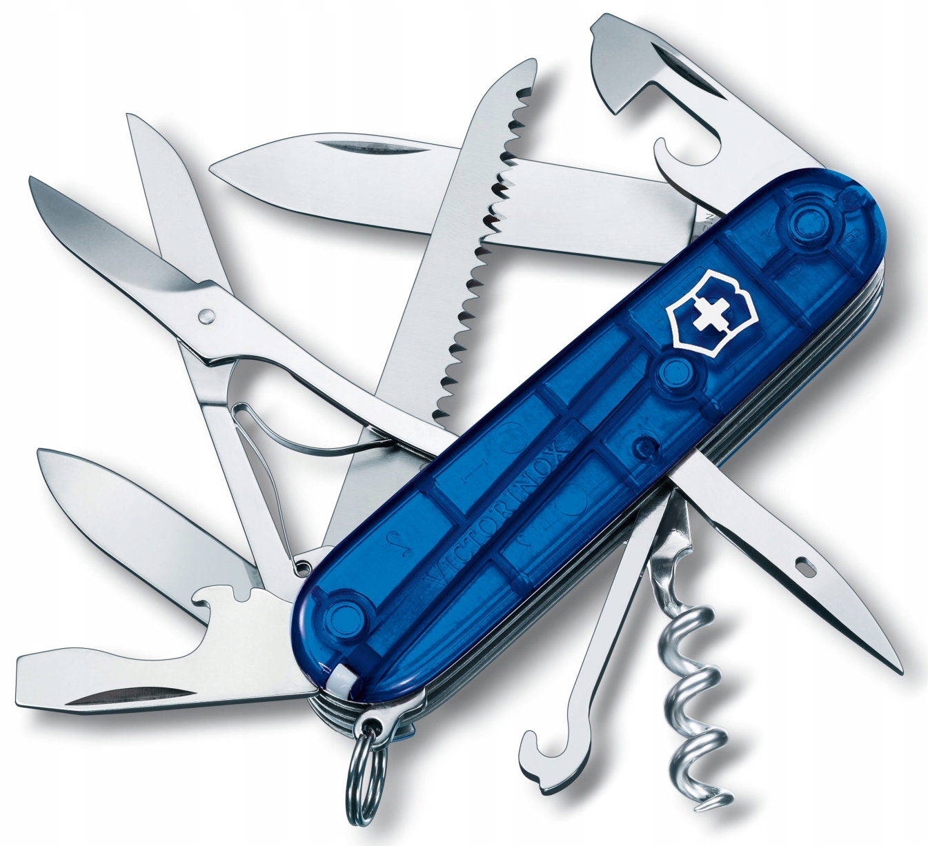 Victorinox 1.3713.T2, scyzoryk Huntsman, 91mm, 15 funkcji, niebieski trans.